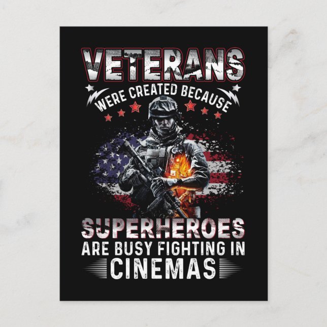 Veteranen, weil Superhelden in Cinemas beschäftigt Postkarte (Vorderseite)