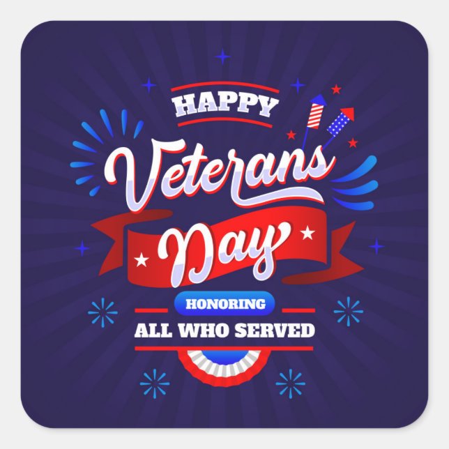Veteranentag Quadratischer Aufkleber (Vorderseite)