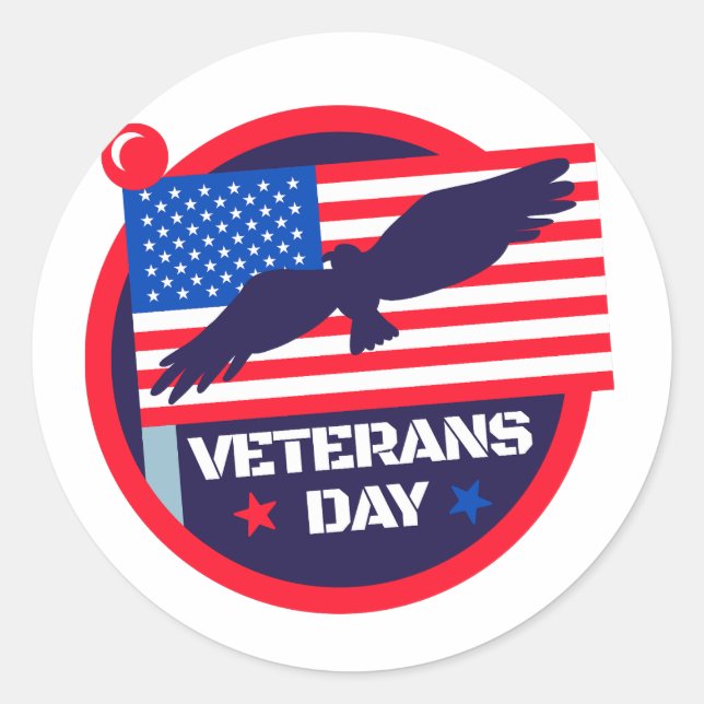 Veteranentag Runder Aufkleber (Vorderseite)