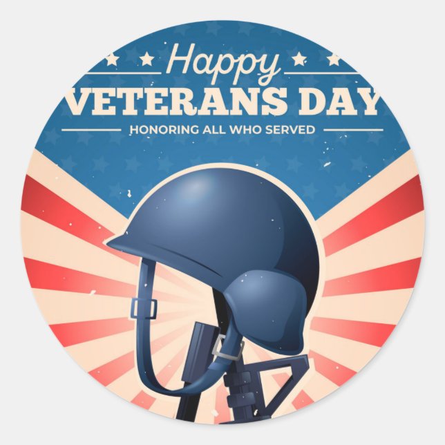 Veteranentag Runder Aufkleber (Vorderseite)