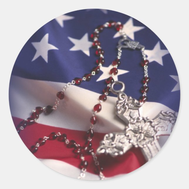 Veteranentagskreuz und -flagge runder aufkleber (Vorderseite)