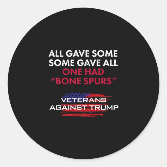 Veterans Anti-trump Draft Dodger Bone Spurs For Ve Runder Aufkleber (Vorderseite)
