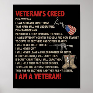 Veteran's Credo Ich bin ein Veteran Stolz jetzt St Poster