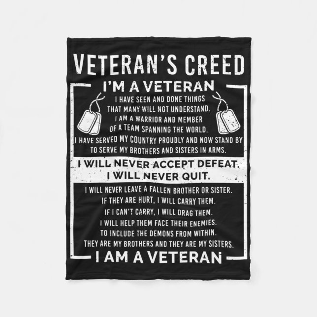 Veteran's Creed Patriot War Usa Oath Grandpa  Fleecedecke (Vorderseite)