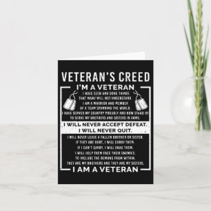 Veterans Creed Patriot War USA Oath Opa Karte