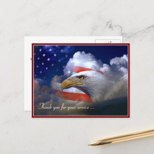 Veterans Day American Flag and Eagle Postcard Postkarte