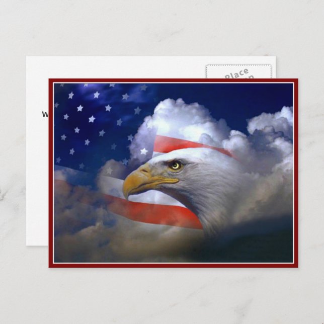Veterans Day American Flag and Eagle Postcard Postkarte (Vorne/Hinten)