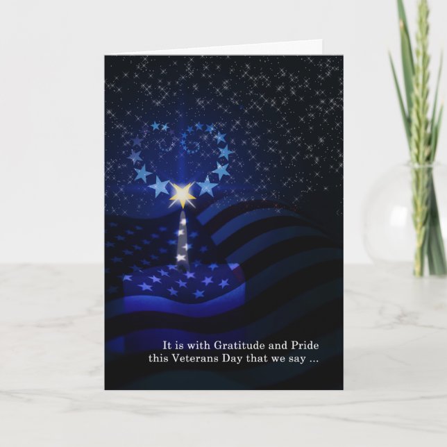 Veterans Day American Flag Candle und Star Heart Karte (Vorderseite)