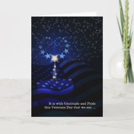 Veterans Day American Flag Candle und Star Heart Karte