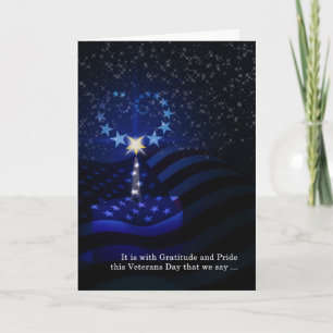 Veterans Day American Flag Candle und Star Heart Karte