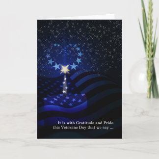 Veterans Day American Flag Candle und Star Heart Karte