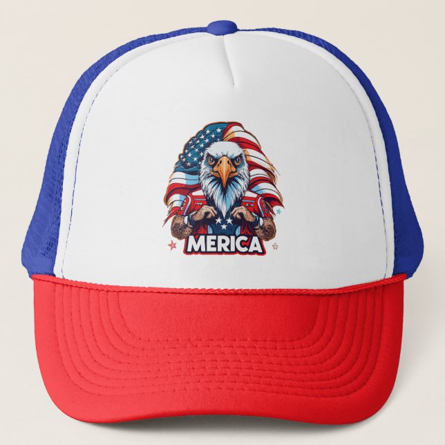 Veterans Day American Flag Merica Patriotic Eagle Truckerkappe (Vorderseite)