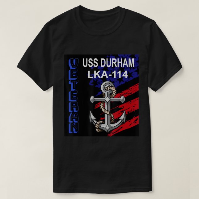 Veterans Day Amphibious Cargo Ship USS Durham LKA- T-Shirt (Design vorne)