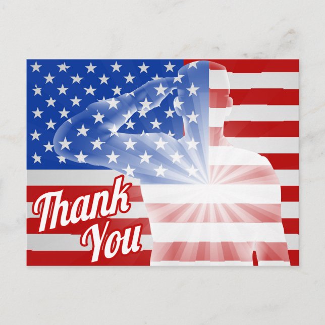Veterans Day Danke an die amerikanische Flagge Postkarte (Vorderseite)