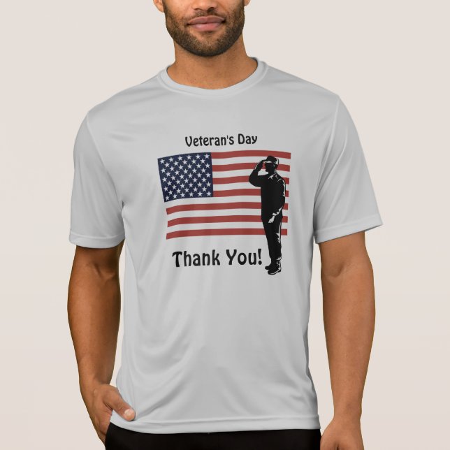Veterans Day Danke! Soldier American Flag T-Shirt (Vorderseite)