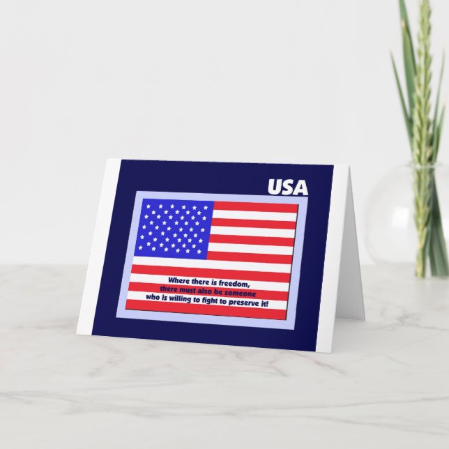 Veterans Day Dankeschön Card - Amerikanische Flagg Karte (Vorderseite)