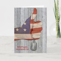 Veterans Day Daumen die Flagge Hand mit Tags