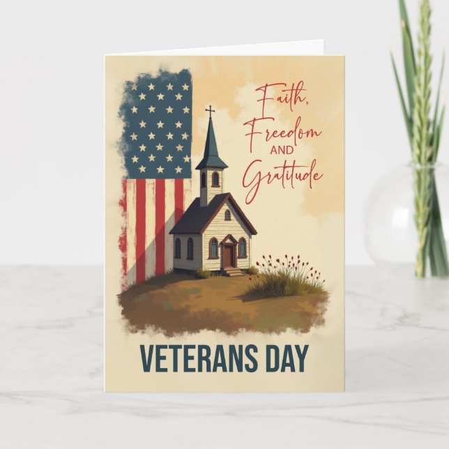 Veterans Day Faith Freedom and Gratitude Chapel Karte (Vorderseite)