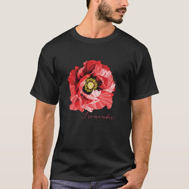 Veterans Day Geschenk Flandern Feld roten Mohn rem T-Shirt (Vorderseite)