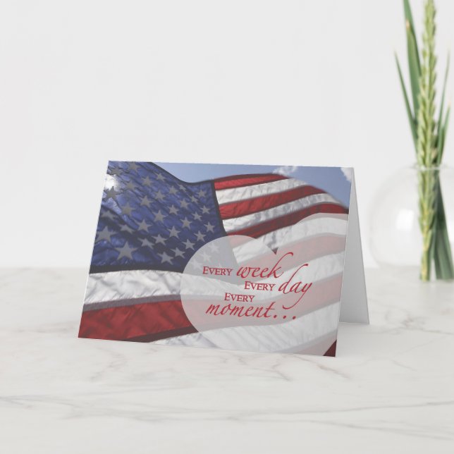 Veteran's Day Heart on Flag Dankeskarte (Vorderseite)