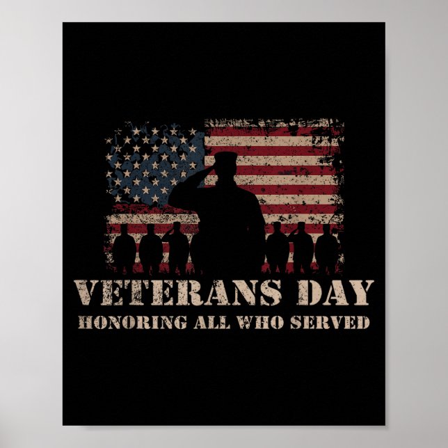 Veterans Day Honoring All Who Served Patriotic Fla Poster (Vorne)