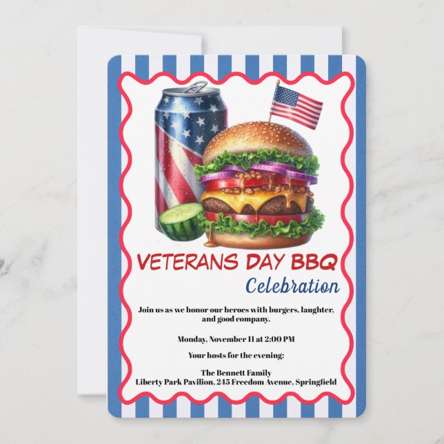 Veterans Day Invitation | Honoring Heroes BBQ Einladung (Vorderseite)
