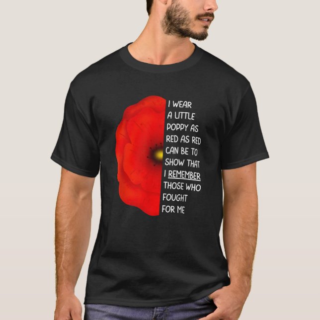 Veterans Day Lest We vergiss Red Poppy Blume USA T-Shirt (Vorderseite)