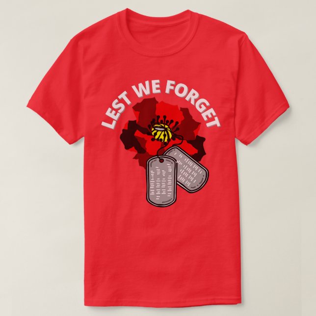 Veterans Day Lest We vergiss Red Poppy Blume USA T-Shirt (Design vorne)