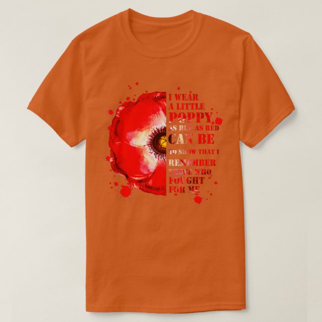 Veterans Day Lest We vergiss Red Poppy Blume USA T-Shirt (Design vorne)