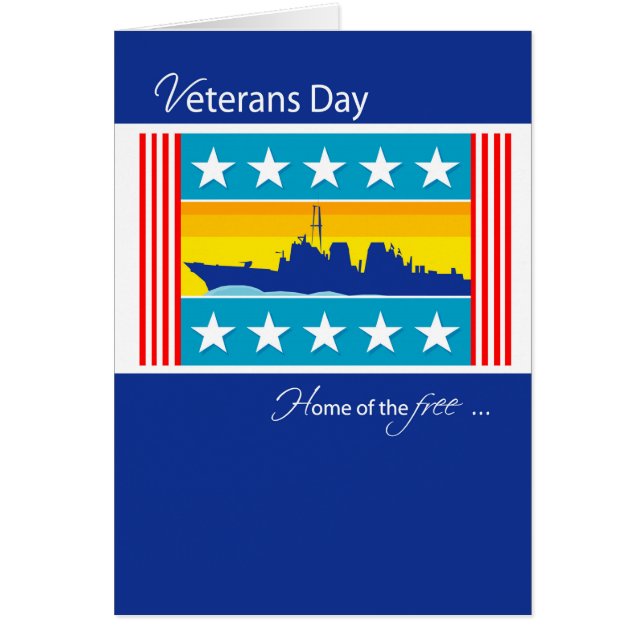 Veterans Day Patriotic Naval Ship, rot, weiß, blu (Vorne)