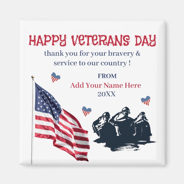 Veterans Day Patriotic USA Flag Vielen Dank Magnet (Vorne)
