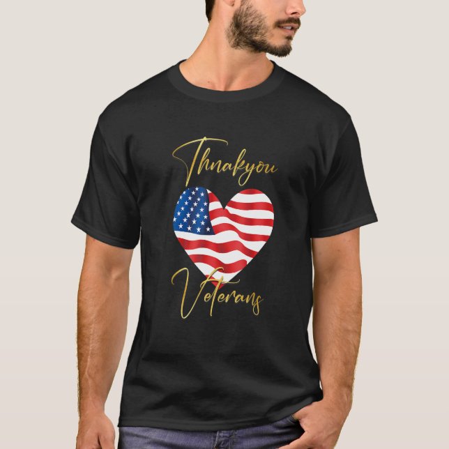 Veterans Day with American flag for Men Dad Women  T-Shirt (Vorderseite)