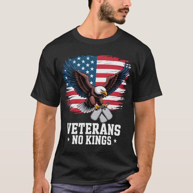 Veterans No Kings American Eagle  T-Shirt (Vorderseite)