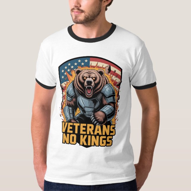 Veterans No Kings Graphic Bear T-Shirt (Vorderseite)