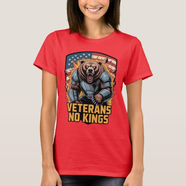 Veterans No Kings Graphic Bear T-Shirt (Vorderseite)