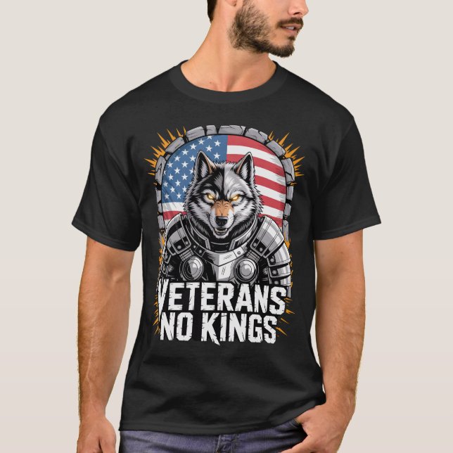 Veterans No Kings Wolf Design for Proud Military T-Shirt (Vorderseite)