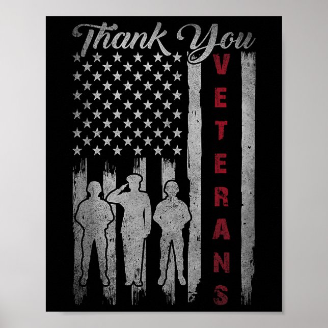 Veterans Tag Vielen Dank Veterans Proud Patriotic Poster (Vorne)