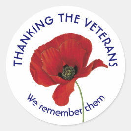VETERANS | Vielen Dank | Wir erinnern uns an sie | Runder Aufkleber