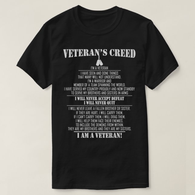 Veteranx27s Credo Ix27m ein Veteran T-Shirt (Design vorne)