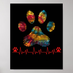 Veterinär-Rainbow-Paw Print Heartbeat Vet Tech Poster