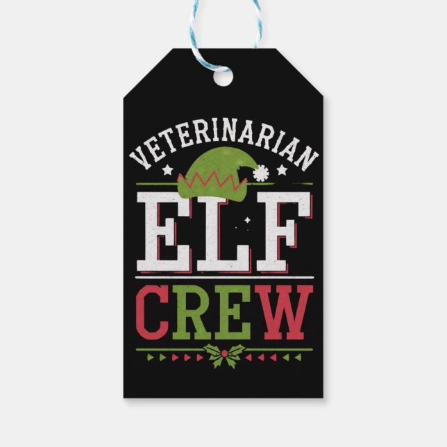 Veterinär-Weihnachtself Geschenkanhänger (Rückseite)