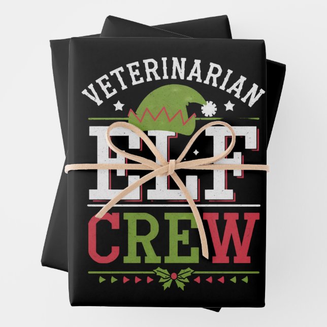 Veterinär-Weihnachtself Geschenkpapier Set (Beispiel)