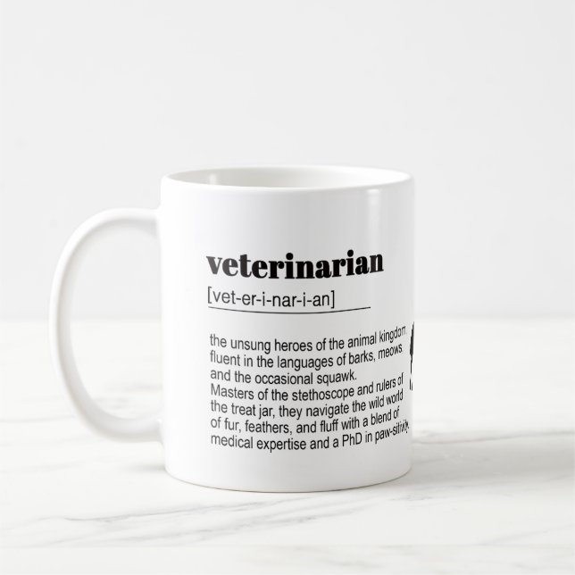 Veterinärdefinitionsdruck, Wörterbuch, Zitat Kaffeetasse (Links)