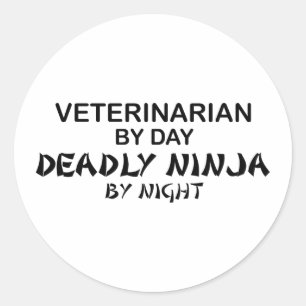 Veterinarian Deadly Ninja Runder Aufkleber