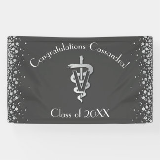 Veterinarian Graduation Grey Silver Banner
