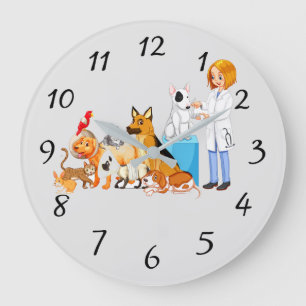 Veterinarian People Background Große Wanduhr