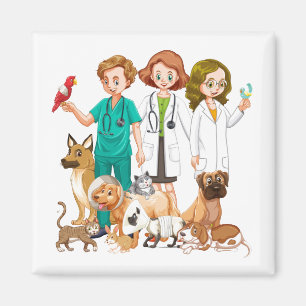 Veterinarian People Background Magnet