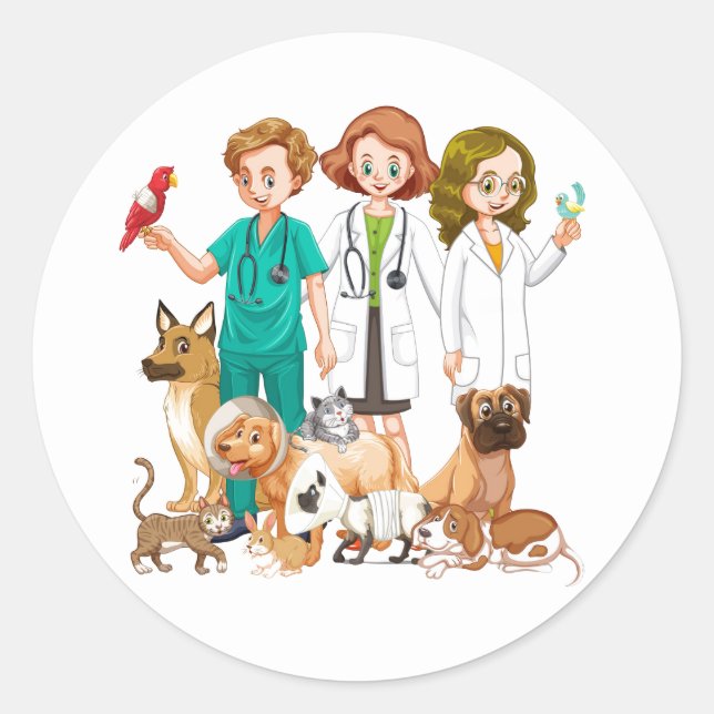 Veterinarian People Background Runder Aufkleber (Vorderseite)