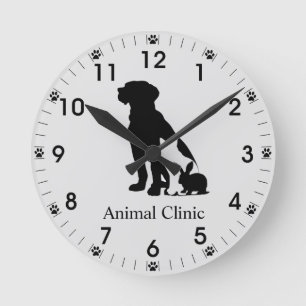 Veterinarian Vet Animal Pet Store Clinic Groomer R Runde Wanduhr
