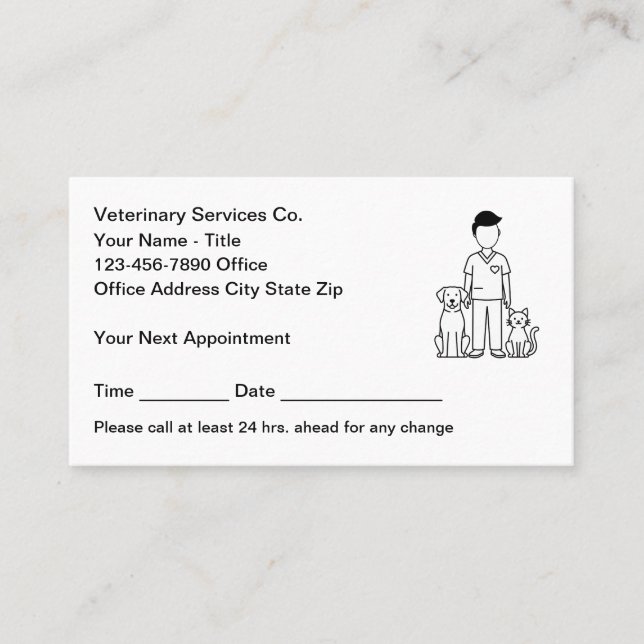 Veterinarian Veterinary Office Appointment Cards Terminkarte (Vorderseite)